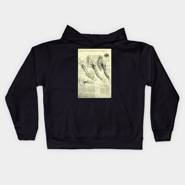 Human Anatomy Arm and Shoulder by Leonardo da Vinci Kids Hoodie by MasterpieceCafe